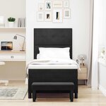 vidaXL Lit à ressorts avec matelas Noir 100 x 200 cm Velours