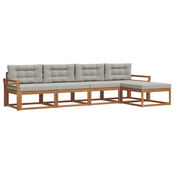 vidaXL Ensemble de canapés d'extérieur 5 pc Gris Naturel et Clair