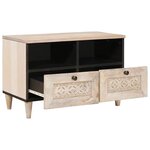 vidaXL Meuble TV Blanc 70 x 33 x 46 cm bois de manguier massif