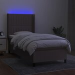 vidaXL Sommier à lattes de lit matelas et LED Taupe 90x190 cm Tissu
