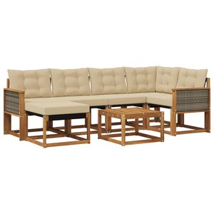 vidaXL Ensemble de canapés d'extérieur 7 pc Naturel et Beige