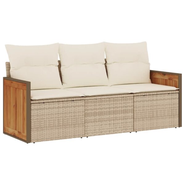 vidaXL Salon de jardin avec coussins 3 Pièces beige résine tressée