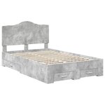 vidaXL Cadre de lit Gris béton 135 x 190 cm Bois d'ingénierie