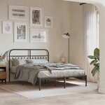 vidaXL Cadre de lit métal sans matelas avec tête de lit noir 140x190cm