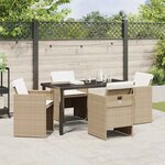 vidaXL Ensemble de salle à manger pour jardin 5 Pièces Beige polyrotin