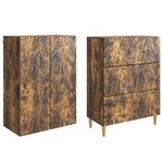 vidaXL Ensemble de Meubles 2 Pièces Chêne fumé 66 x 34 5 x 90 cm