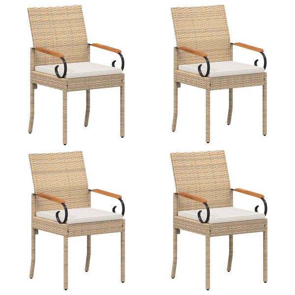 vidaXL Chaises de jardin 4 pc Beige et blanc crème