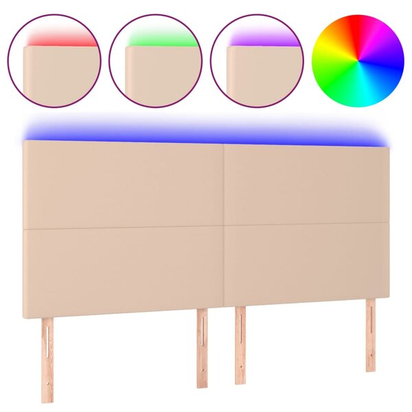 vidaXL Tête de lit à LED Cappuccino 200x5x118/128 cm Similicuir