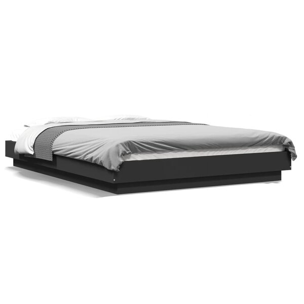 vidaXL Cadre de lit avec lumières LED sans matelas noir 120x200 cm