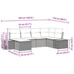 vidaXL Ensemble de Canapés de Jardin 6 Pièces avec Coussins Gris Rattan Poly