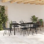 vidaXL Set de Dîner de Jardin 7 Pièces Noir Poly Rattan