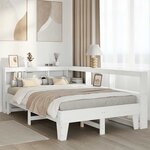 vidaXL Lit bibliothèque sans matelas blanc 135x190 cm bois pin massif