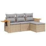 vidaXL Salon de jardin avec coussins 4 Pièces beige résine tressée