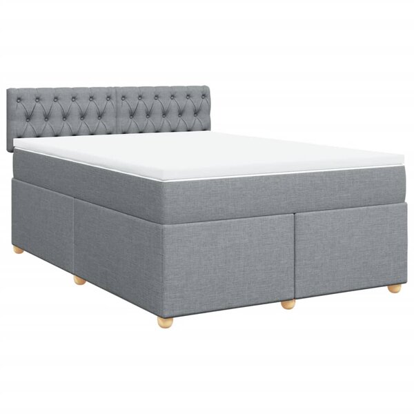 vidaXL Sommier à lattes de lit avec matelas Gris clair 160x200cm Tissu