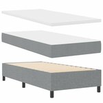 vidaXL Lit ressort avec matelas et LEDs gris clair 90x200 cm en tissu.
