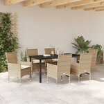 vidaXL Ensemble de salle à manger pour jardin 7 Pièces Beige polyrotin