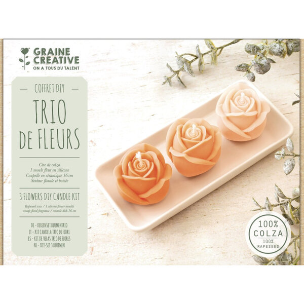 Kit créatif - Créer des bougies - Senteur florale et boisée - Trio de fleurs - Graine créative