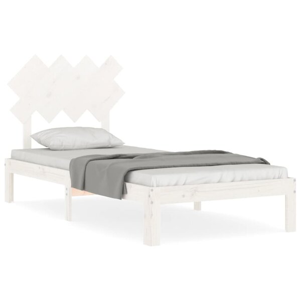 vidaXL Cadre de lit avec tête de lit blanc 90x200 cm bois massif