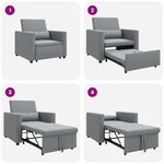 vidaXL Fauteuil convertible 3-en-1 en tissu gris clair