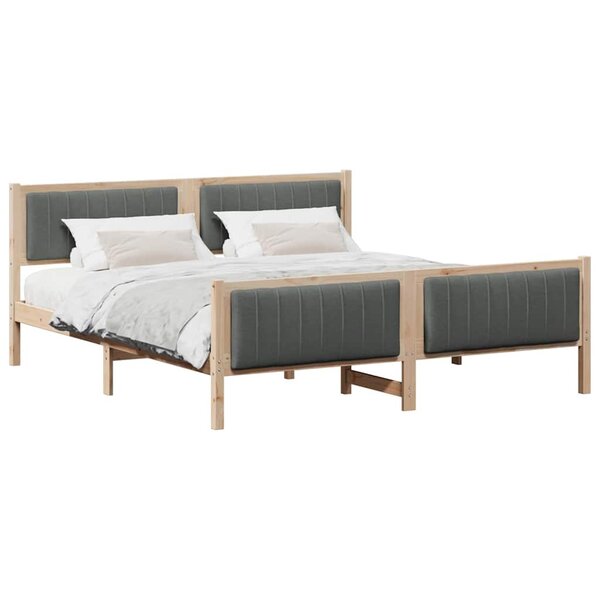 vidaXL Cadre de lit avec tête de lit marron et gris foncé 180 x 200 cm