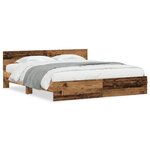 vidaXL Cadre de lit avec tête de lit - Bois ancien - 180 x 200 cm