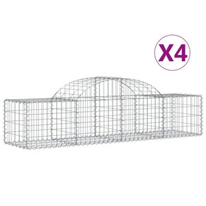 vidaXL Paniers à gabions arqués 4 Pièces 200x50x40/60 cm fer galvanisé