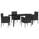 vidaXL Ensemble de Salle à Manger de Jardin 5 Pièces avec Coussins Noir Poly Rattan