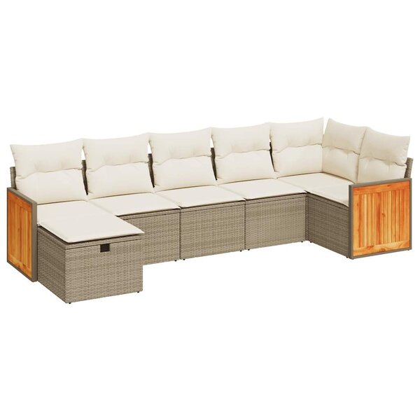 vidaXL Salon de jardin avec coussins 7 Pièces beige résine tressée