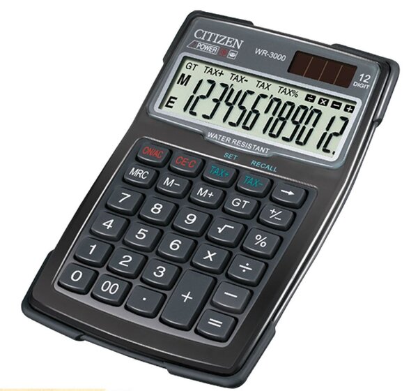 Calculatrice WR3000 12 Chiffres Water Proof Noir CITIZEN