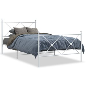 vidaXL Cadre de lit métal sans matelas et pied de lit blanc 107x203 cm