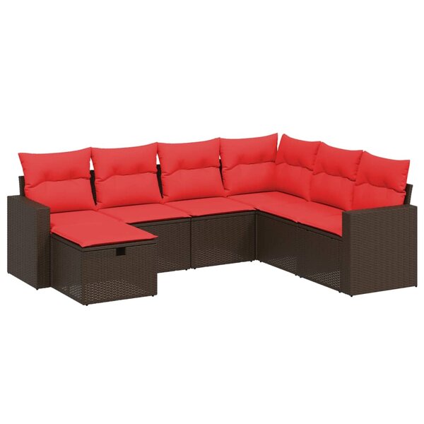 vidaXL Salon de jardin avec coussins 7 Pièces marron résine tressée