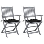 vidaXL Chaises pliables d'extérieur lot de 2 et coussins Bois d'acacia