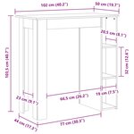vidaXL Table de bar et étagère Blanc 102x50x103 5 cm Bois d'ingénierie