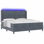vidaXL Lit à Ressorts avec Matelas LED Gris foncé 200 x 200 cm Velours