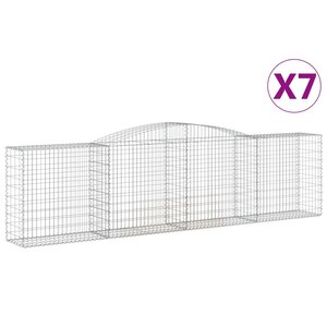 vidaXL Paniers à gabions arqués 7 Pièces 400x50x100/120 cm Fer galvanisé