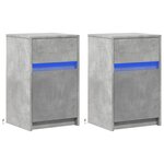 vidaXL Armoires de chevet et lumières LED 2 Pièces gris béton