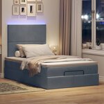 vidaXL Cadre de lit ottoman et matelas gris foncé 120x200 cm velours