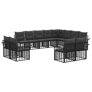 vidaXL Ensemble de canapés d'extérieur 12 Pièces Noir et Gris foncé