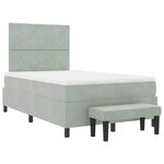 vidaXL Lit à ressorts avec Matelas & Banc Gris Clair 120x190 cm Velours