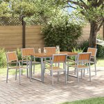 vidaXL Ensemble de salle à manger pour jardin 7 Pièces Gris et marron