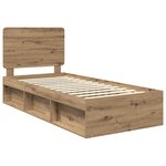 vidaXL Cadre de lit Chêne artisan 75 x 190 cm Bois de pin massif