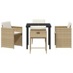 vidaXL Set de salle à manger de jardin 5 pièces avec coussins beige en poly rattan