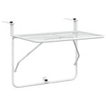 vidaXL Table de balcon Blanc 60x40 cm Acier