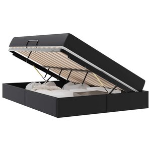 vidaXL Lit avec rangement et matelas avec matelas 2 Pièces Noir Cuir