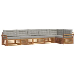 vidaXL Ensemble de canapés d'extérieur 6 pc Gris Naturel et Clair