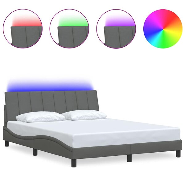 vidaXL Cadre de lit sans matelas gris foncé 160x200 cm tissu