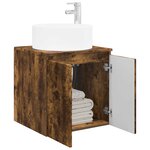 vidaXL Meuble de lavabo mural Chêne fumé 49 5 x 44 5 x 65 5 cm