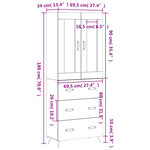 vidaXL Buffet haut Chêne sonoma 69 5x34x180 cm Bois d'ingénierie