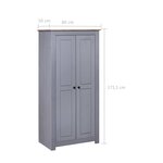 vidaXL Garde-robe Gris 80x50x171 5 cm Pin massif Assortiment Panama