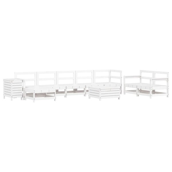 vidaXL Salon de jardin 10 Pièces blanc bois de pin massif